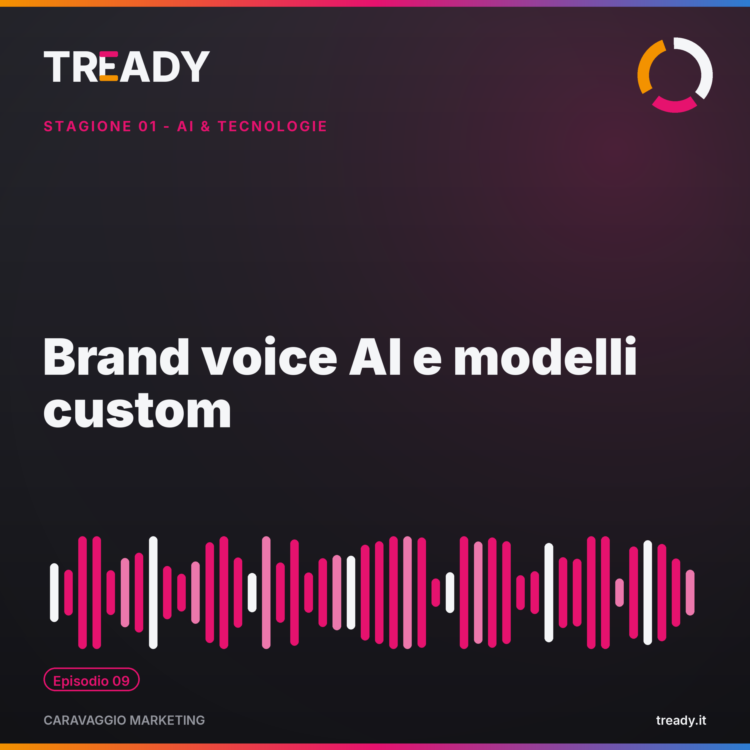 Copertina episodio Brand voice AI e modelli custom — podcast Caravaggio Marketing by Tready
