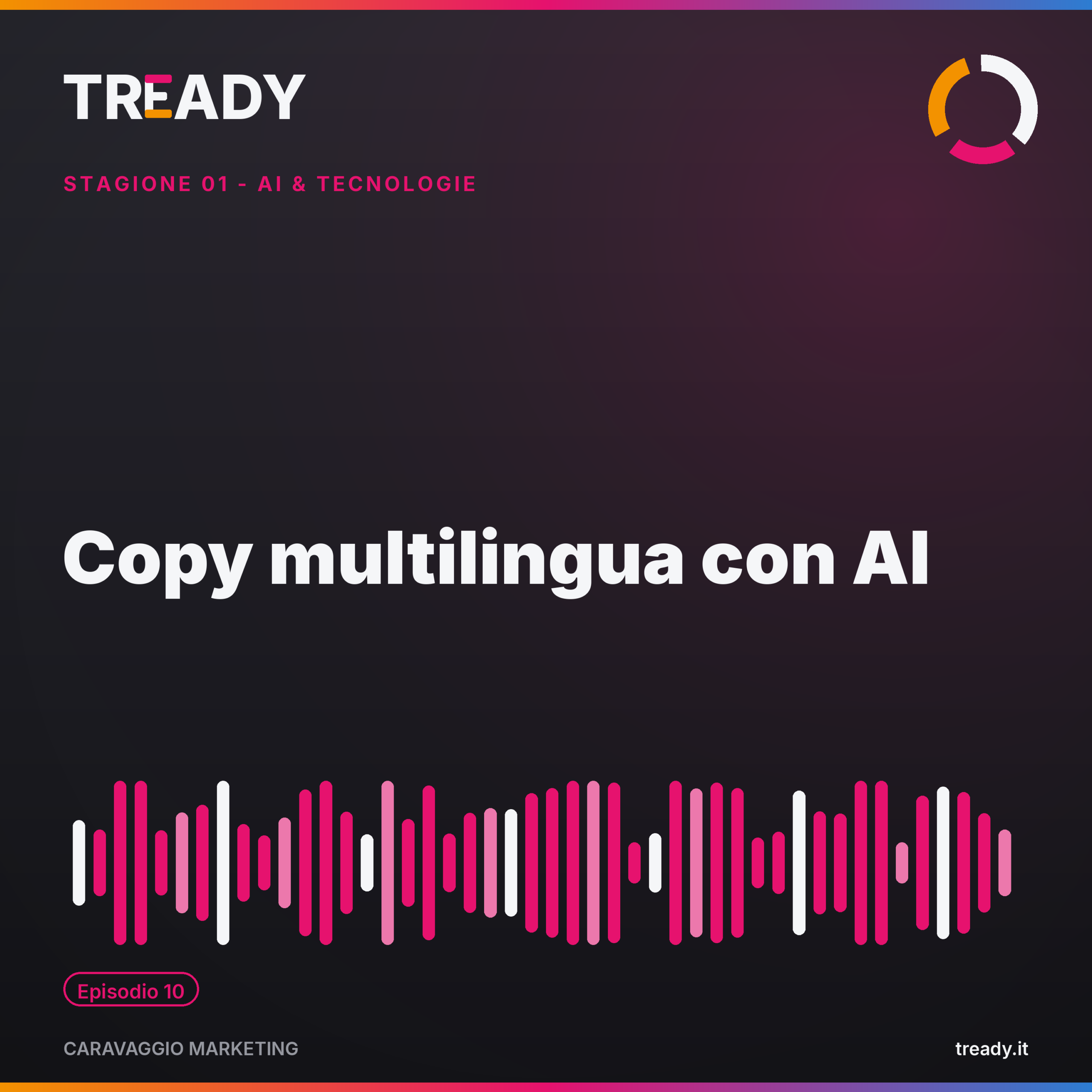 Copertina episodio Copy multilingua con AI — podcast Caravaggio Marketing by Tready