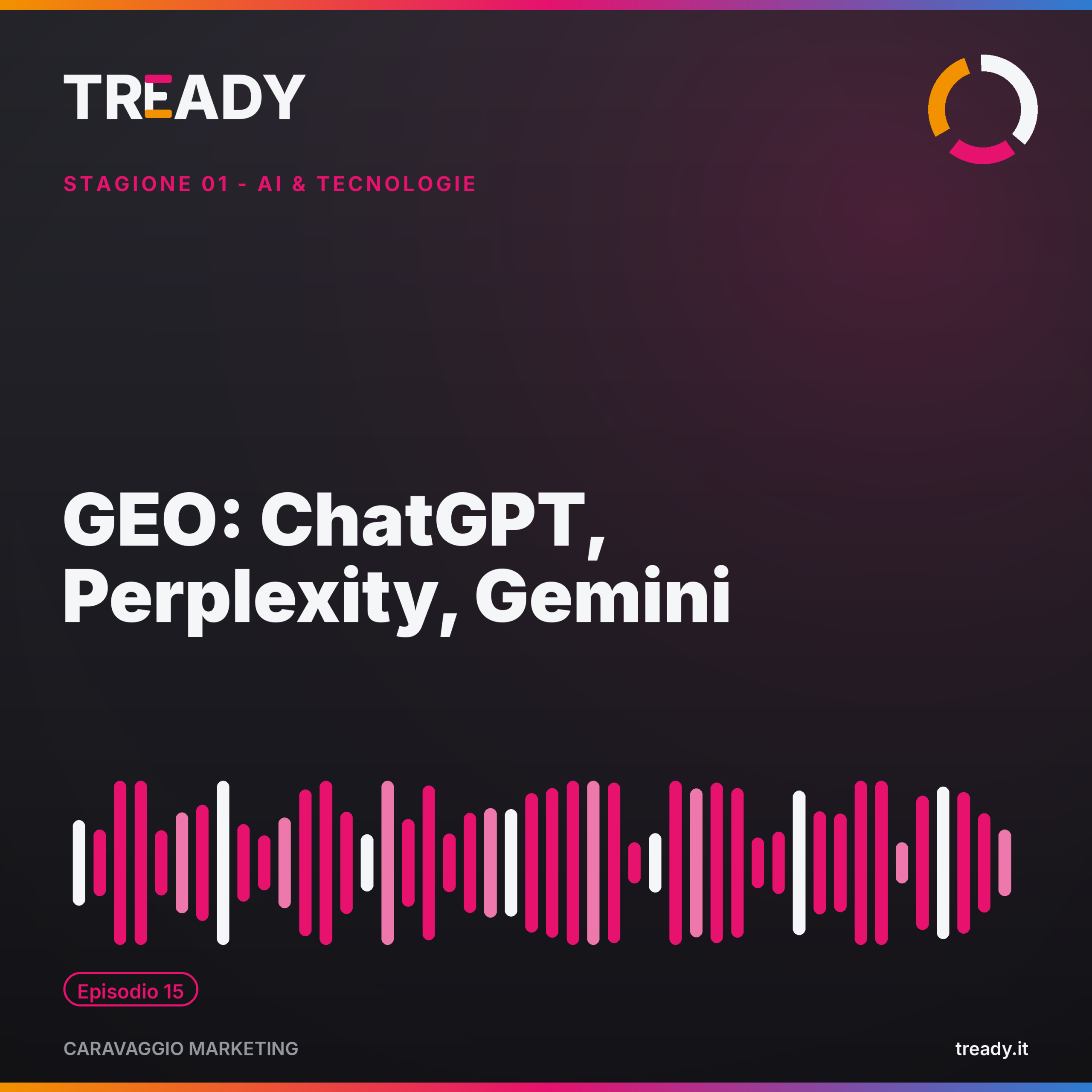 Copertina episodio GEO per ChatGPT, Perplexity, Gemini — podcast Caravaggio Marketing by Tready