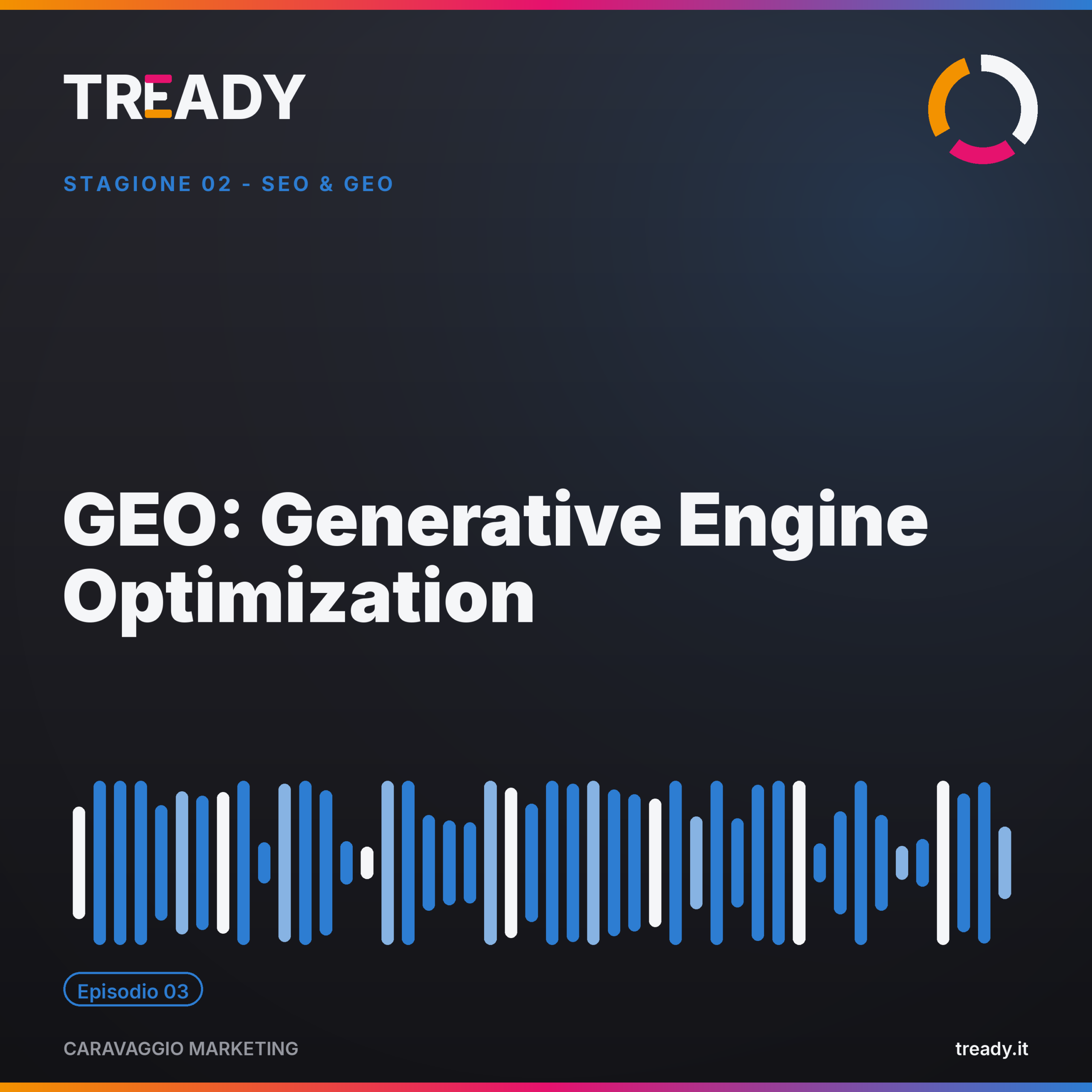 Copertina episodio GEO, Generative Engine Optimization — podcast Caravaggio Marketing by Tready
