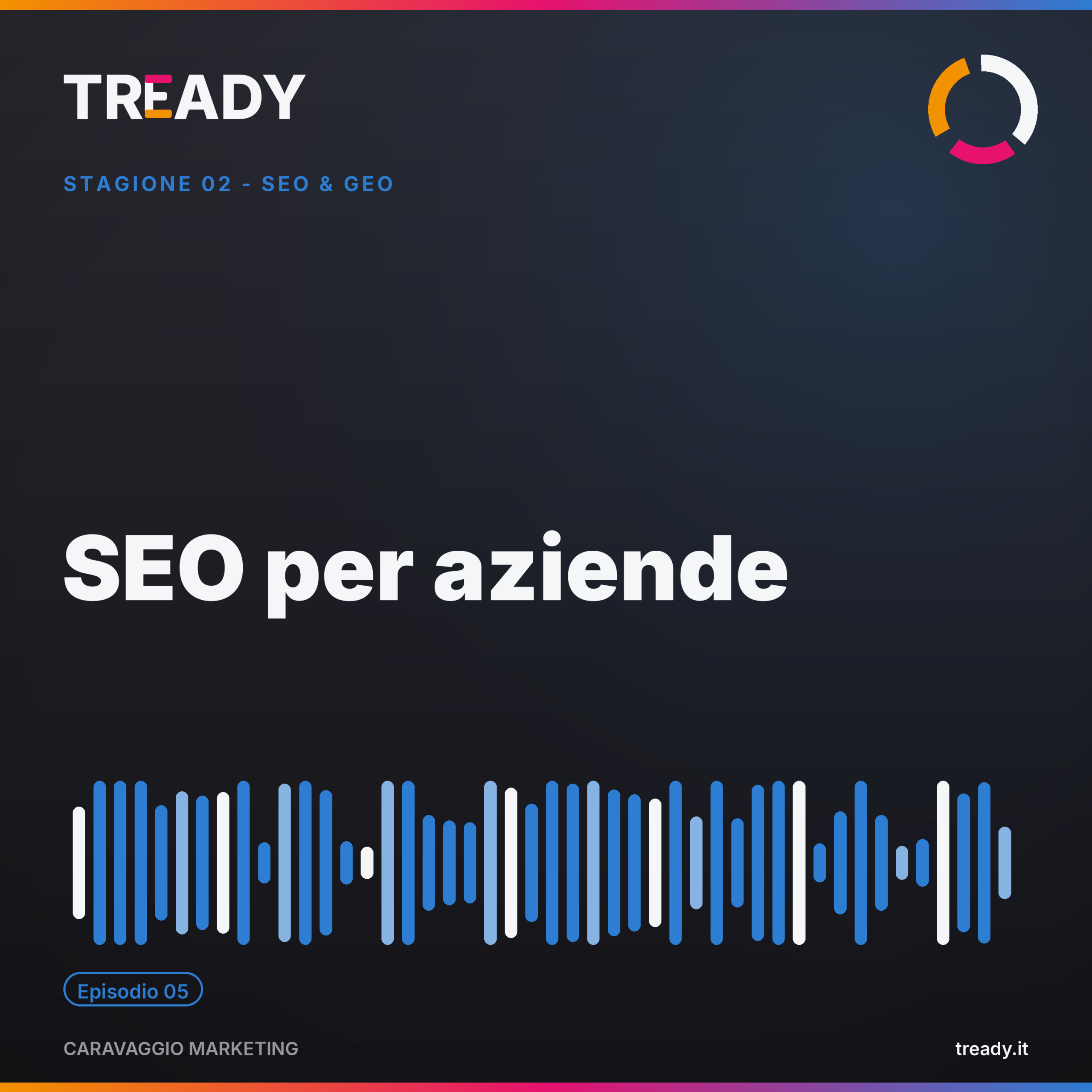 Copertina episodio SEO per aziende B2B e PMI — podcast Caravaggio Marketing by Tready