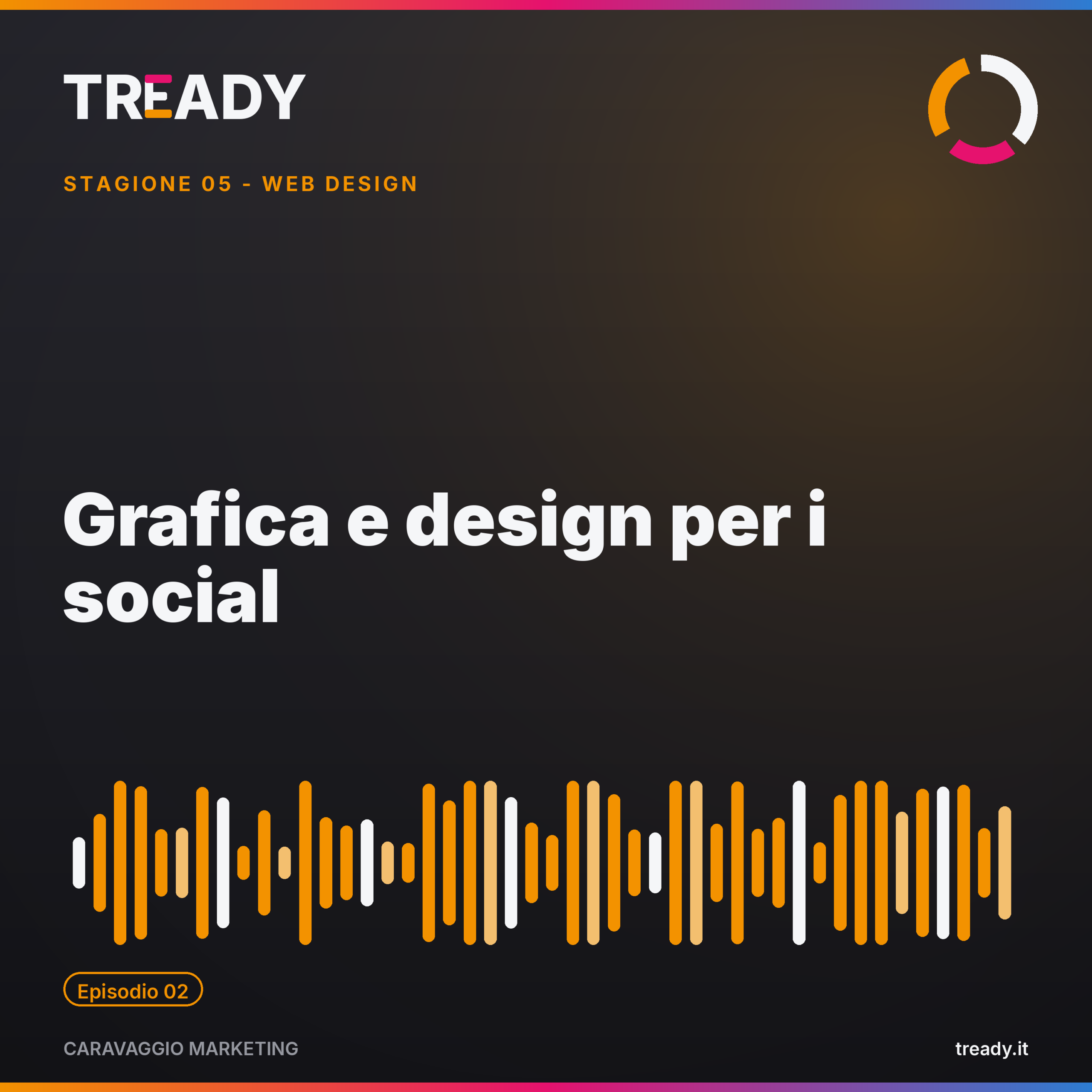 Copertina episodio Grafica e design per i social — podcast Caravaggio Marketing by Tready