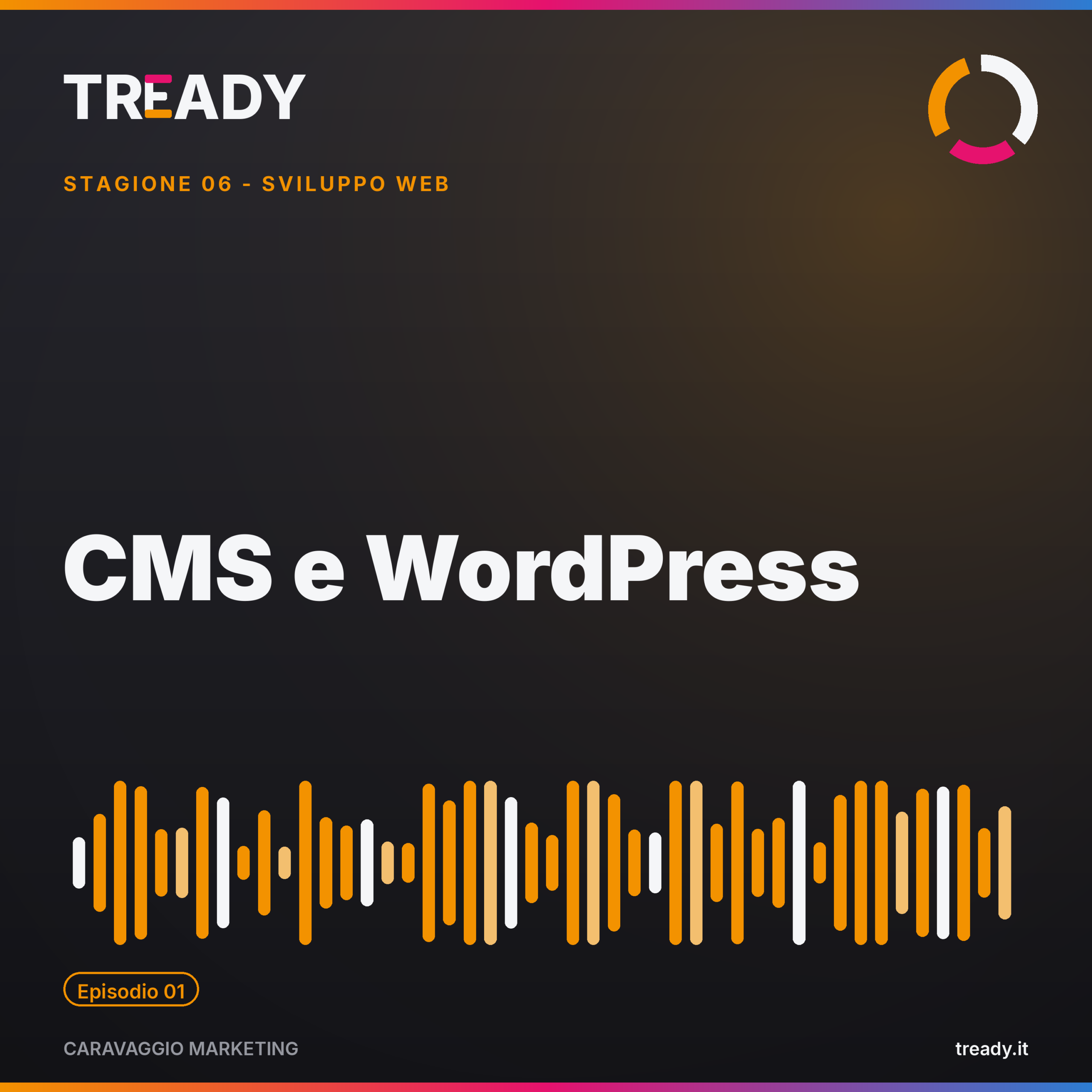 Copertina episodio CMS e WordPress — podcast Caravaggio Marketing by Tready