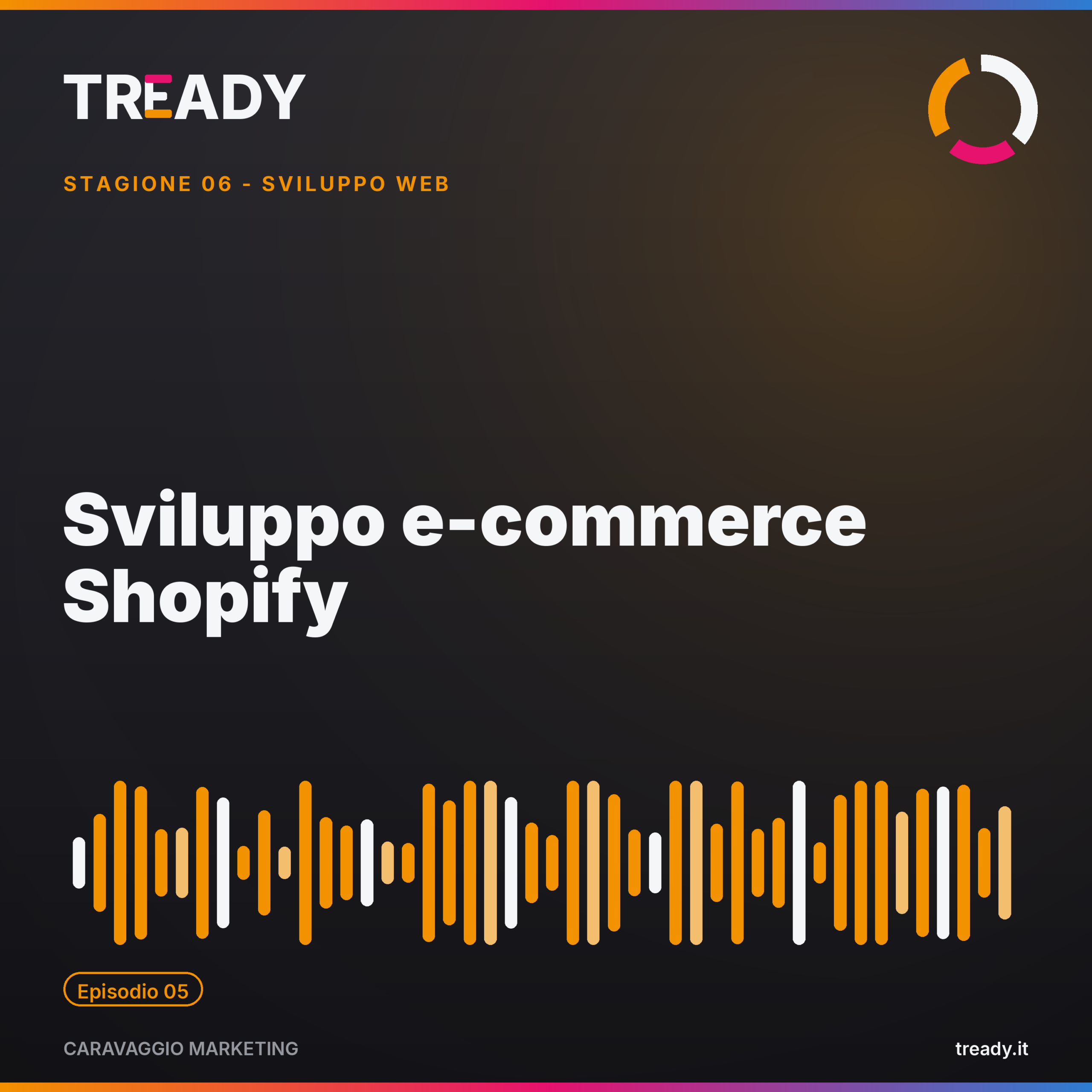 Copertina episodio Sviluppo e-commerce Shopify — podcast Caravaggio Marketing by Tready