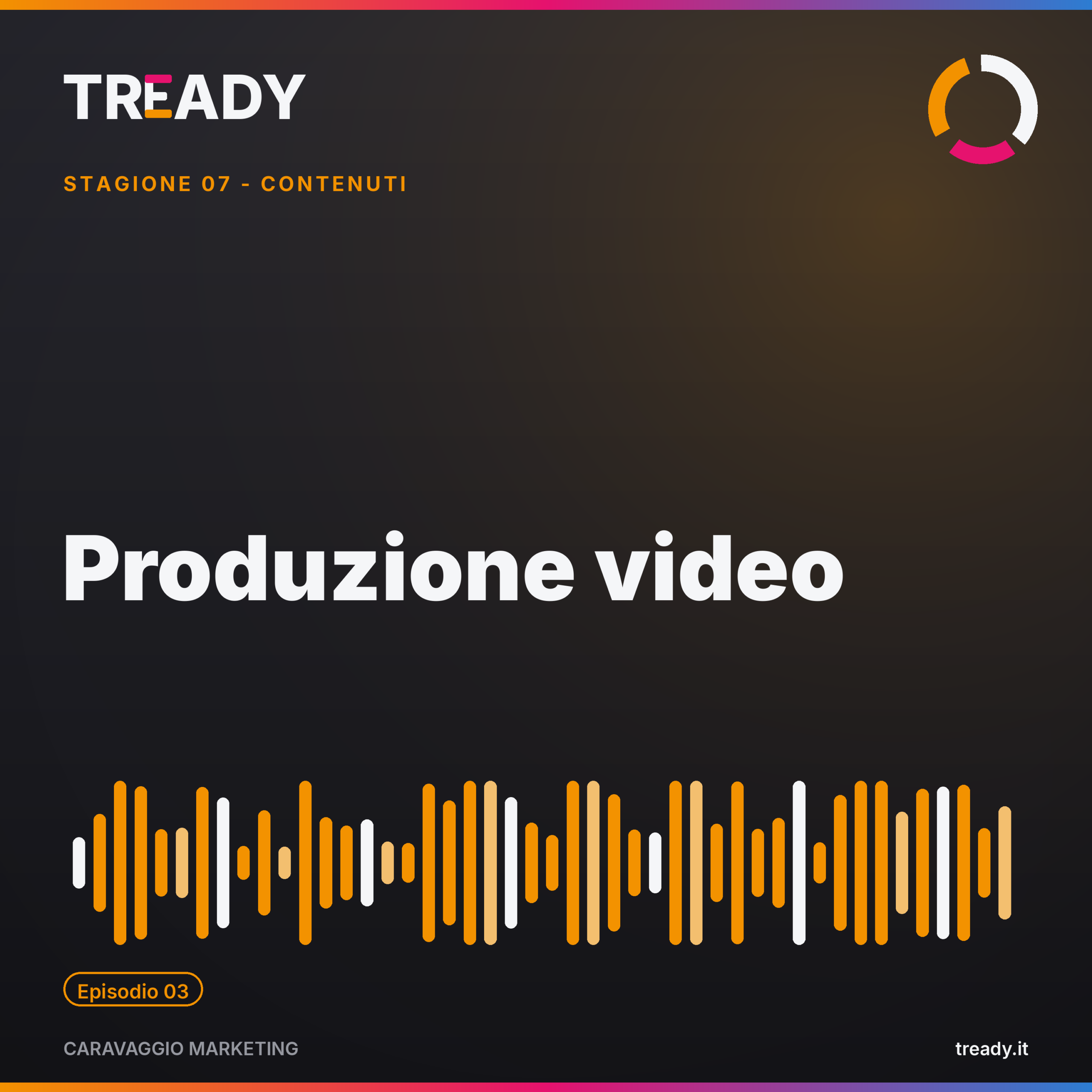 Copertina episodio Produzione video: il formato con il ROI più alto — podcast Caravaggio Marketing by Tready