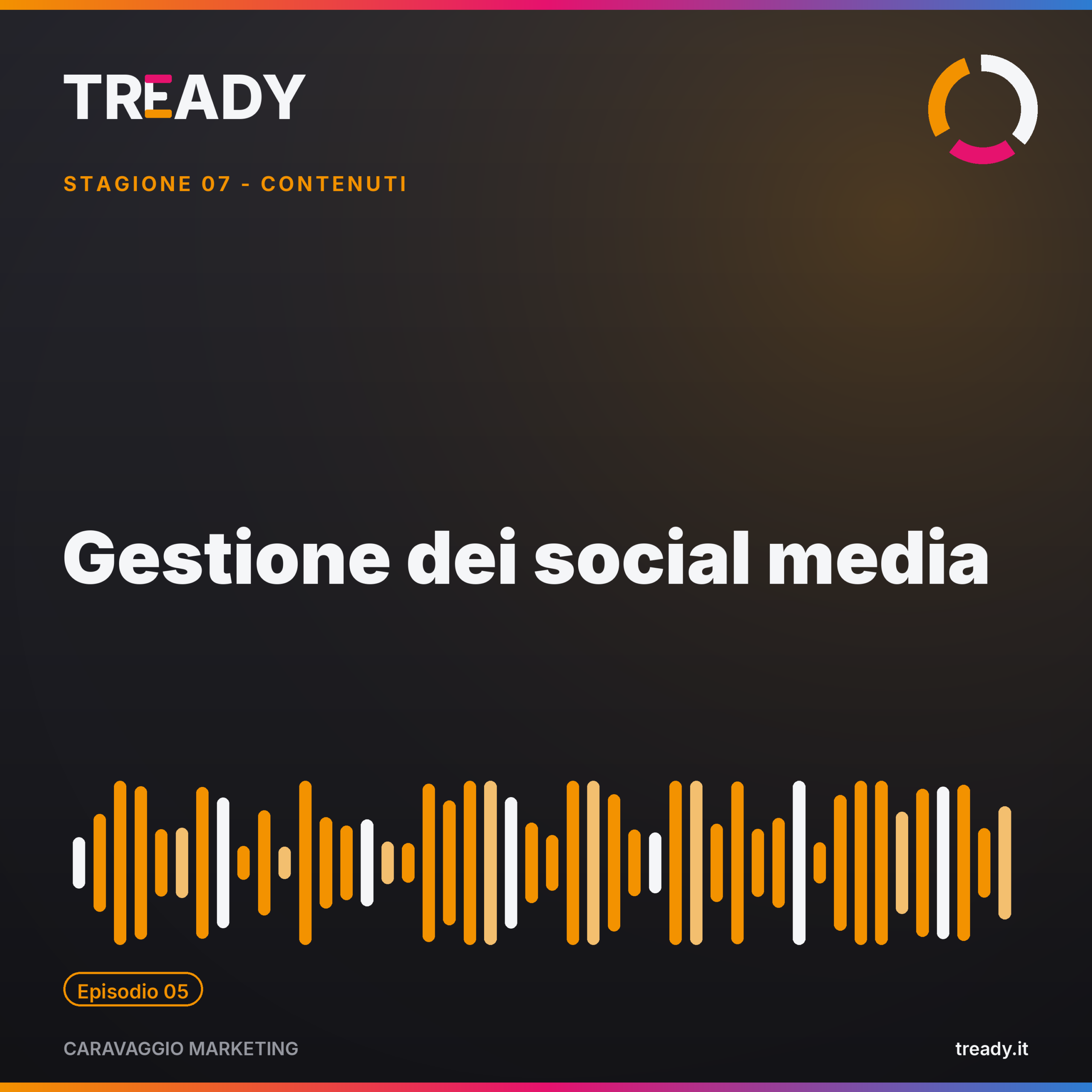 Copertina episodio Gestione social media: non solo pubblicare post — podcast Caravaggio Marketing by Tready