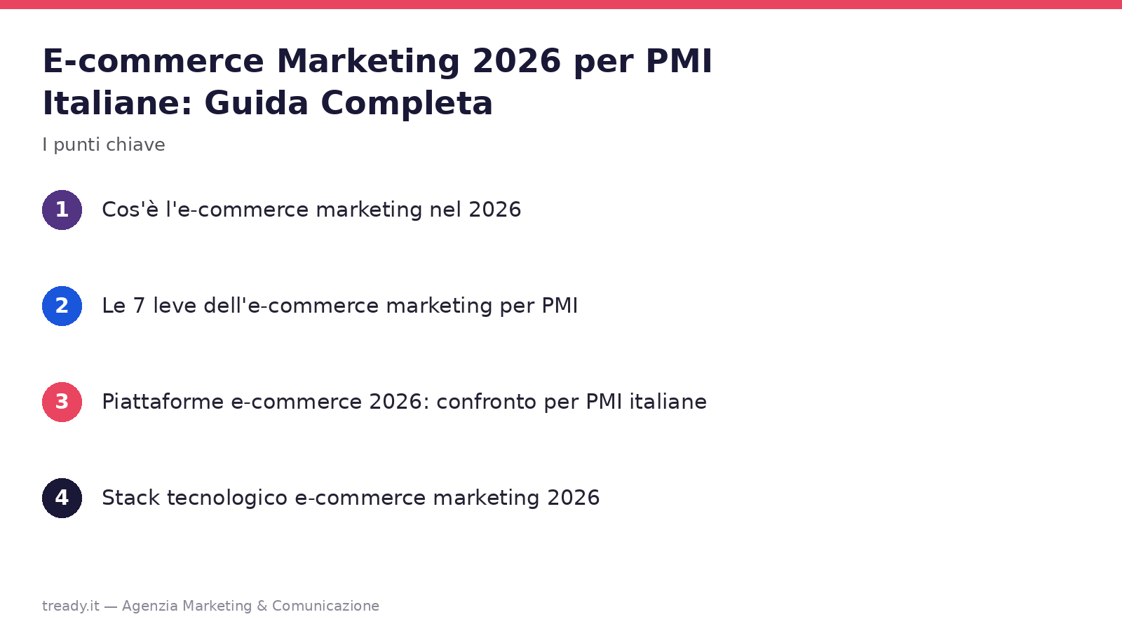 I punti chiave: E-commerce Marketing 2026 per PMI Italiane: Guida Completa