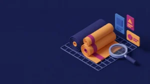 Rotoli di tessuto tecnico stilizzati, copertina dell'articolo sulla visibilita online delle aziende tessili