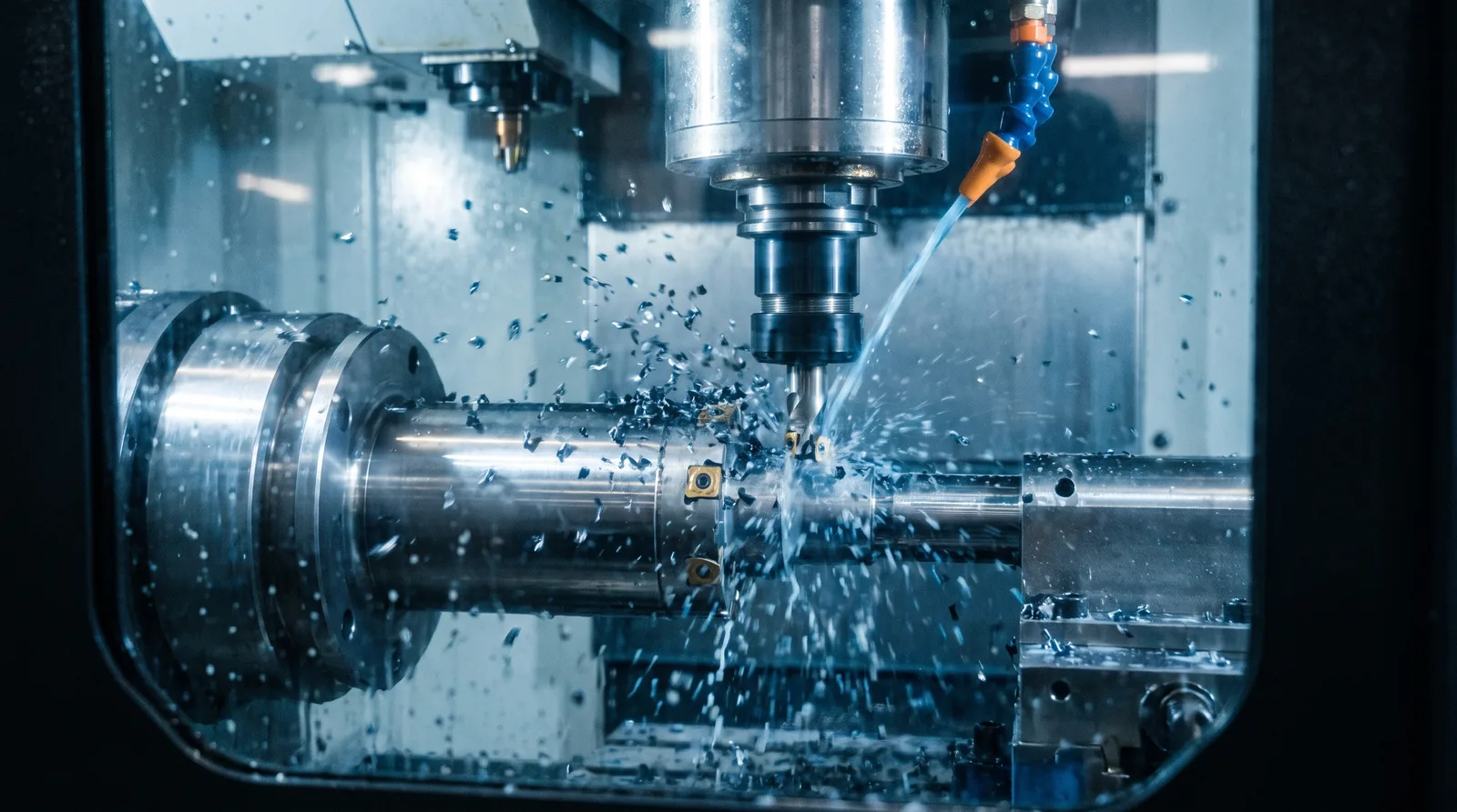 Centro di lavoro CNC durante una lavorazione