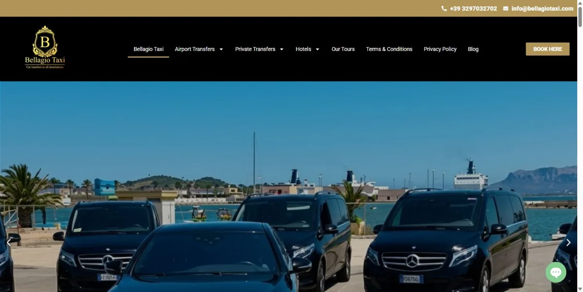 Home page del sito Bellagio Taxi
