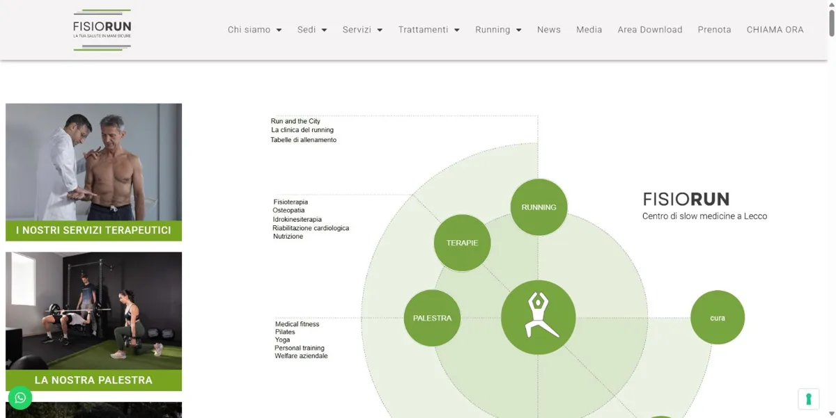 Home page del sito Fisiorun